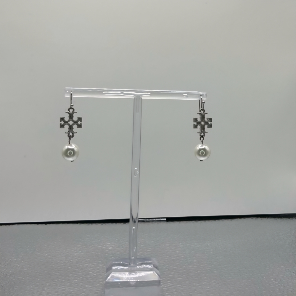 Tory Burch Ornate Cross And Pearl Earrings
